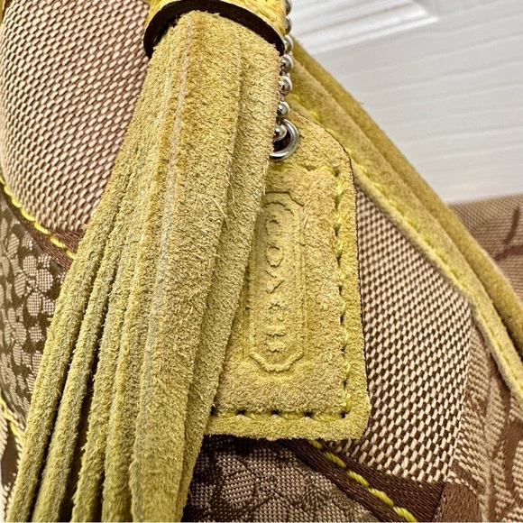 Coach Vintage Y2K Patchwork Signature Hobo Khaki/Multi Yellow Snakeskin & Tassel - Picture 4 of 13